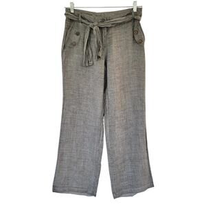 Elan Casual Pants Straight Leg Ramie Breathable Pants Gray Womens Size S